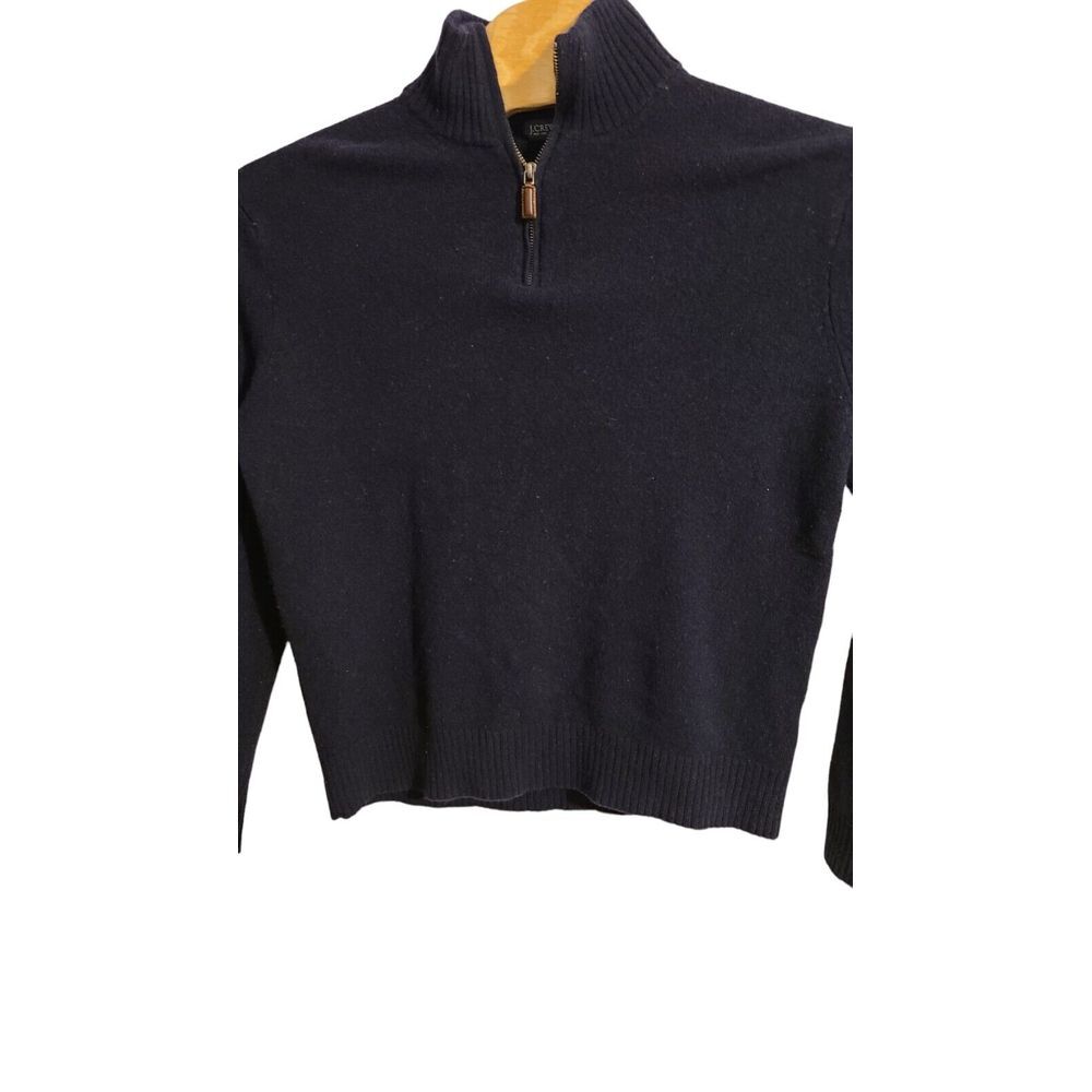 J Crew Sweater Mens Med Blue 100% Lambs Wool Quarter Zip Pullover Long Sleeve